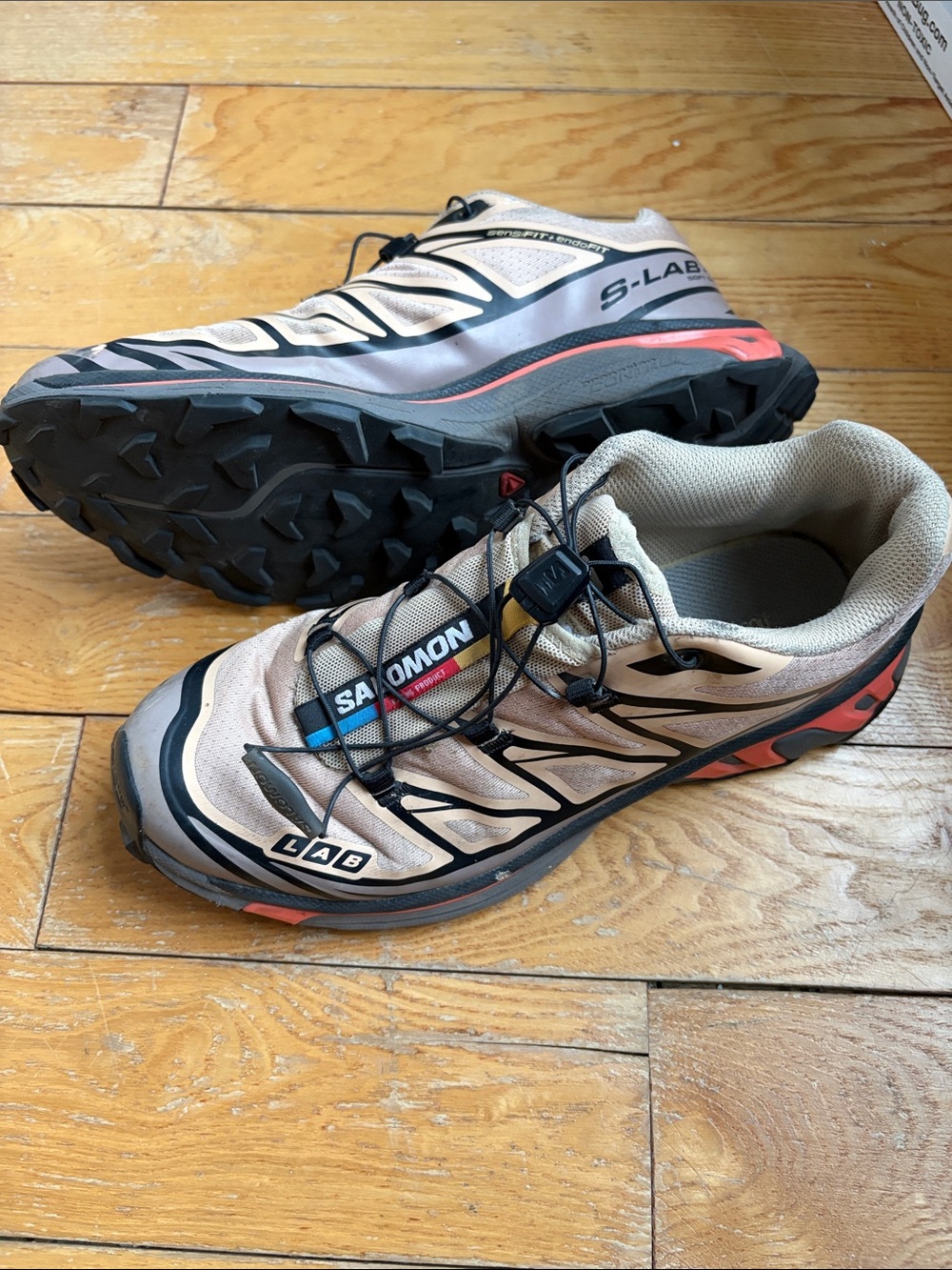 Salomon S-Lab women’s  Trail Shoes in Beige with Black and Coral Accents